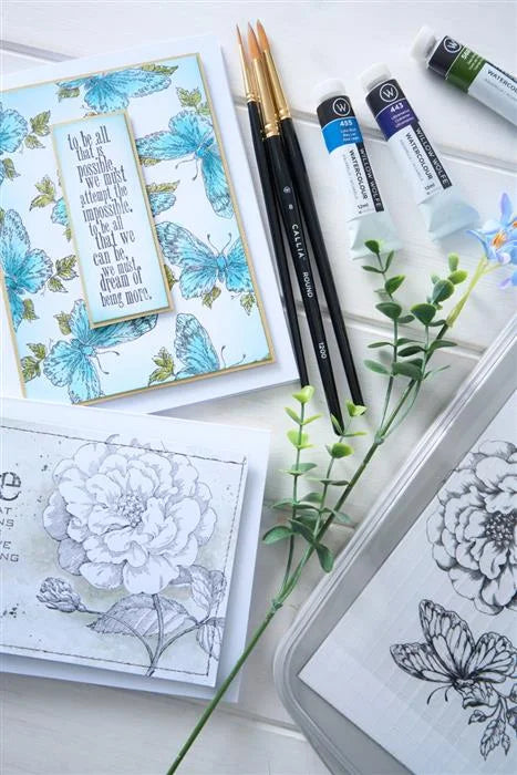 Ornamental Butterflies Studio Clear Stamp Set, 5" x 8" (5 pack) by Willow Wolfe - Sizzix
