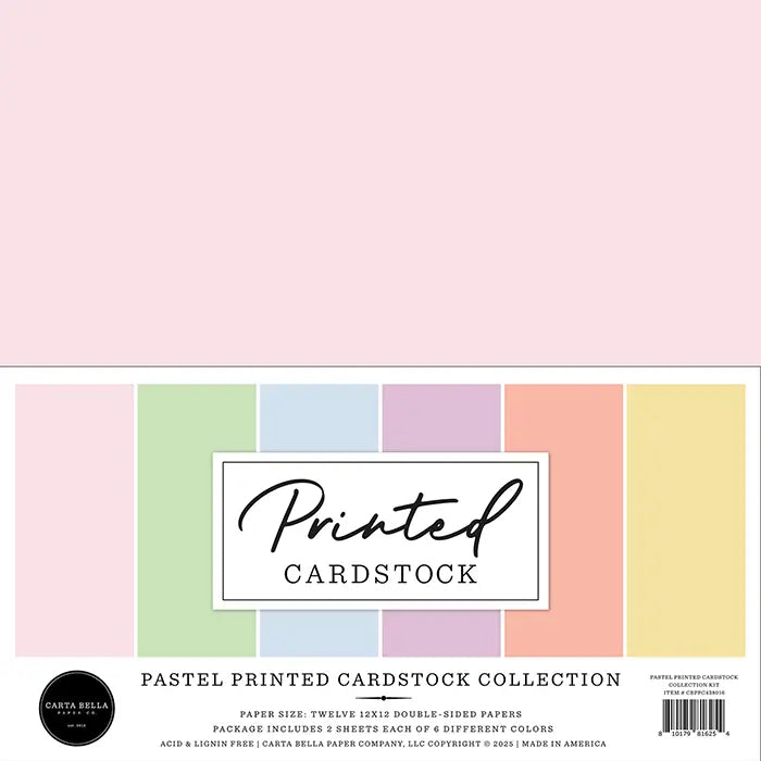 Pastel Printed Cardstock Solids Kit - Carta Bella
