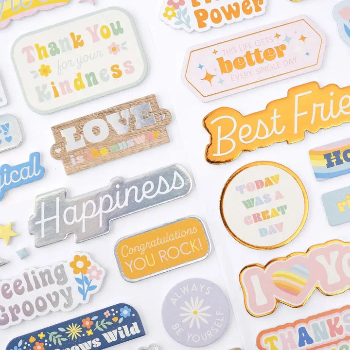 Phrase with Silver Holographic Foil Accent Thickers - Jen Hadfield - Flower Child Collection - American Crafts