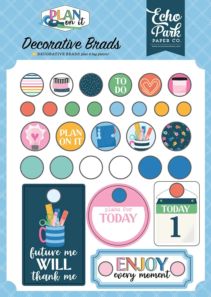 Plan On It Decorative Brads - Echo Park