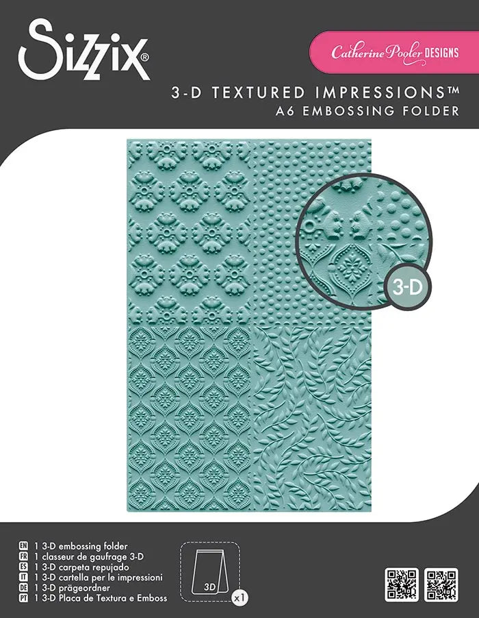 Posh Patterns 3-D Textured Impressions Embossing Folder - Catherine Pooler - Sizzix