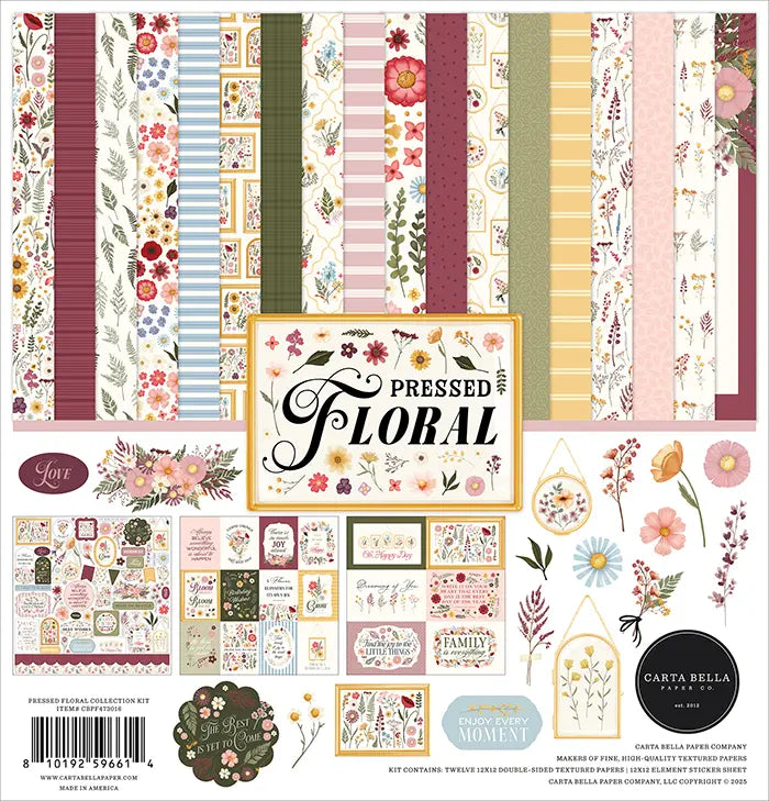 Pressed Floral Scrapbook Collection Kit, 12" x 12" - Carta Bella