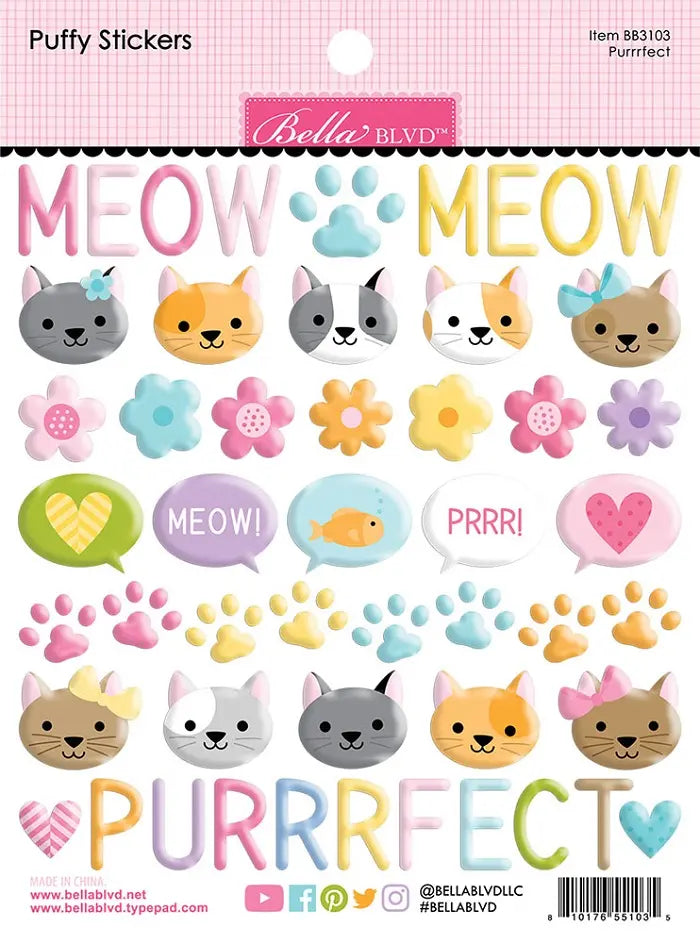 Purrrfect Puffy Stickers - Meow - Bella Blvd