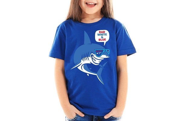 Patriotic Shark T-Shirt for Kids SVG Image File Download