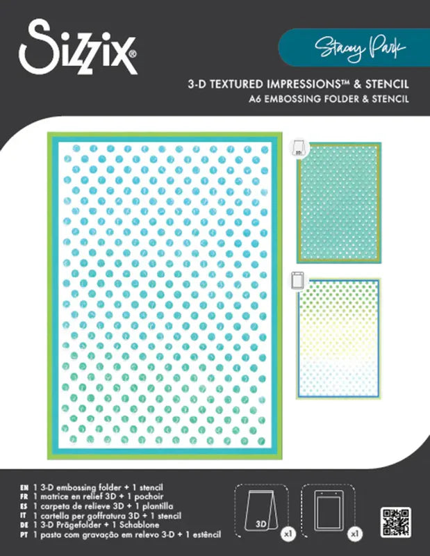 Rock the Dots 3D Embossing Folder with A6 Stencil - Stacey Park - Sizzix