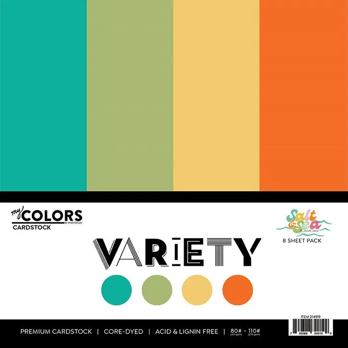 Salt & Sea 12" x 12" Cardstock Variety Pack 8 sheets - PhotoPlay