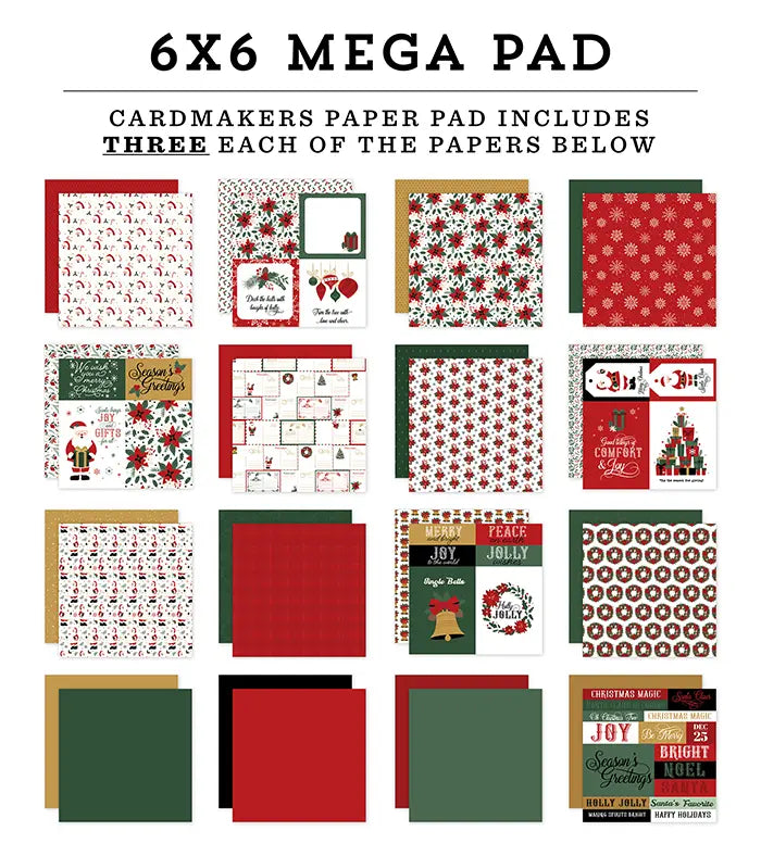 Santa Claus Cardmakers Mega Cardstock Pad, 6" x 6" - Echo Park