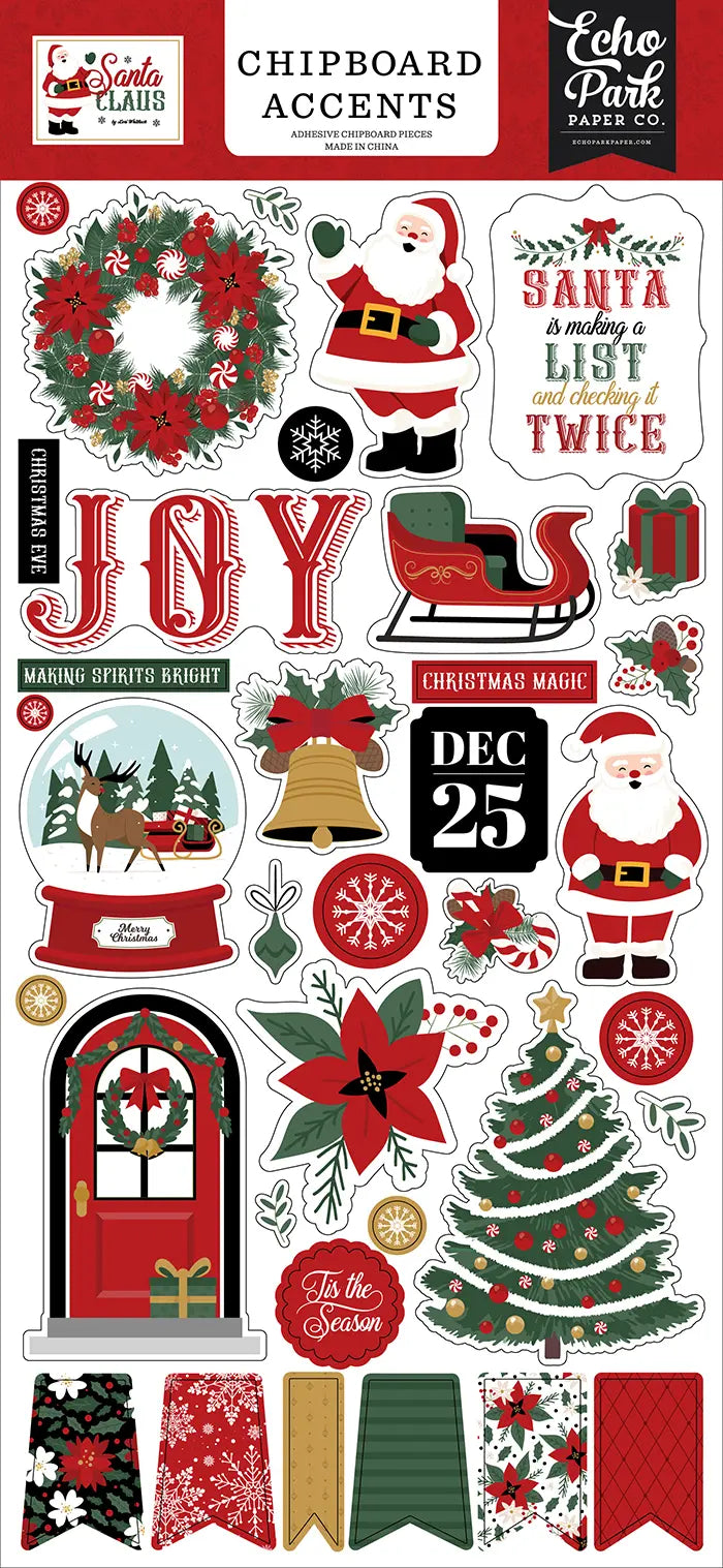 Santa Claus Chipboard Accents - Echo Park
