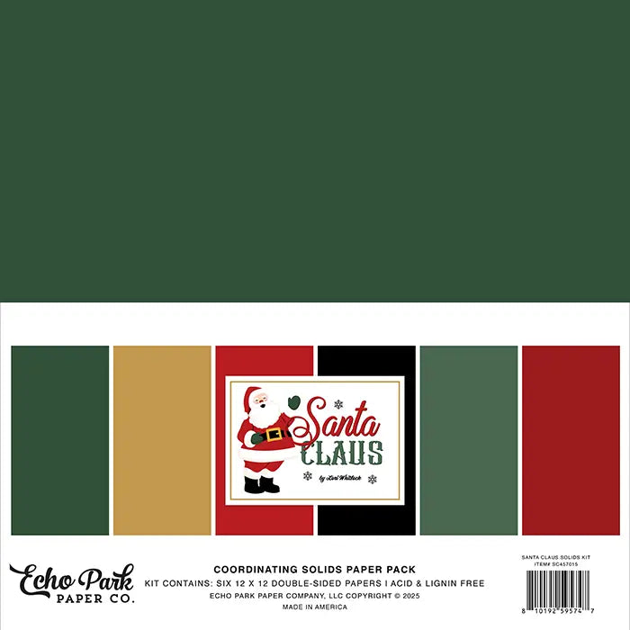 Santa Claus Solids Paper Kit, 12" x 12" - Echo Park
