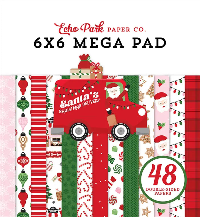 Santa's Christmas Delivery Cardmakers Mega Cardstock Pad, 6" x 6" - Echo Park