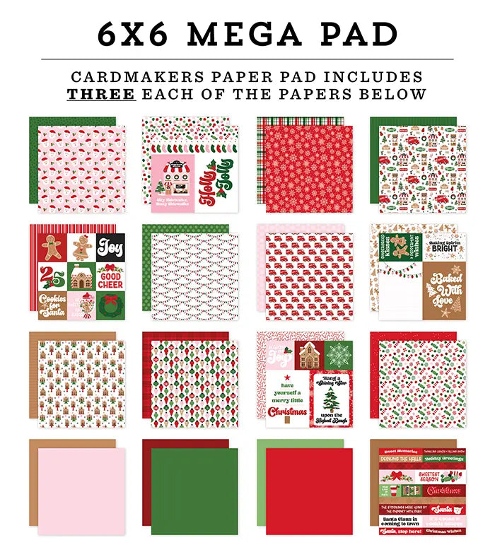 Santa's Christmas Delivery Cardmakers Mega Cardstock Pad, 6" x 6" - Echo Park