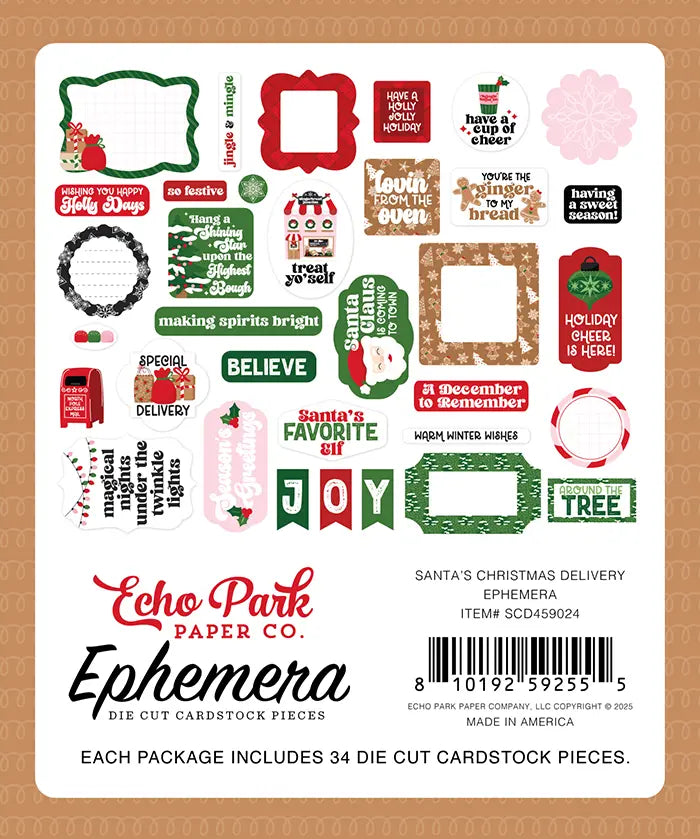 Santa's Christmas Delivery Ephemera Die Cuts - Echo Park
