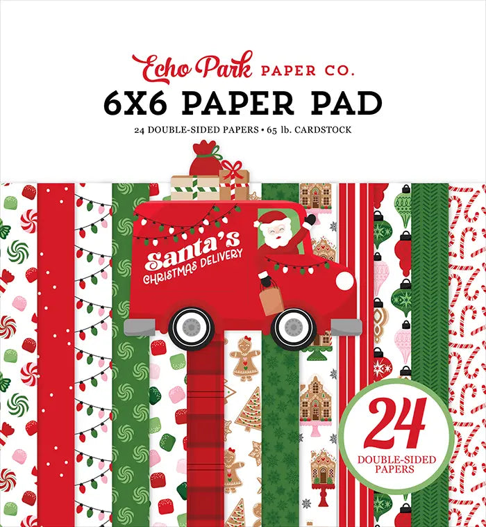 Santa's Christmas Delivery Paper Pad, 6" x 6" - Echo Park