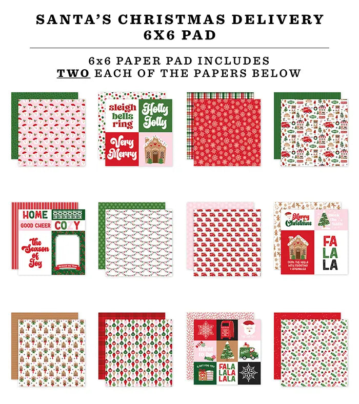 Santa's Christmas Delivery Paper Pad, 6" x 6" - Echo Park