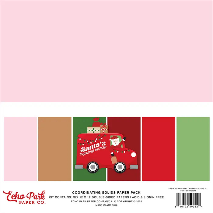 Santa's Christmas Delivery Solids Paper Kit, 12" x 12" - Echo Park