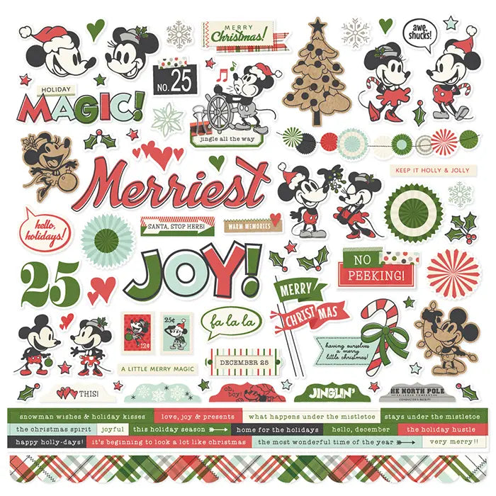 Say Cheese Classic Mouse Christmas Cardstock Stickers - Simple Stories