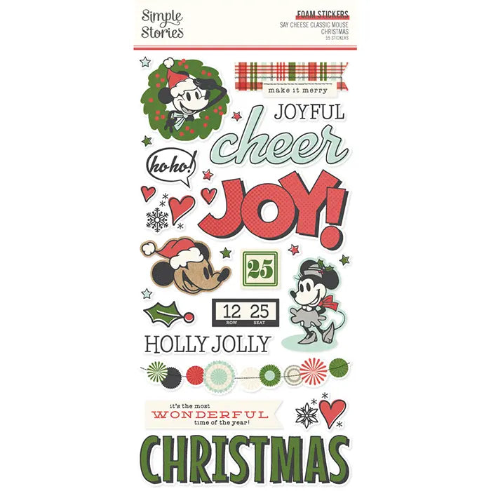 Say Cheese Classic Mouse Christmas Foam Stickers - Simple Stories