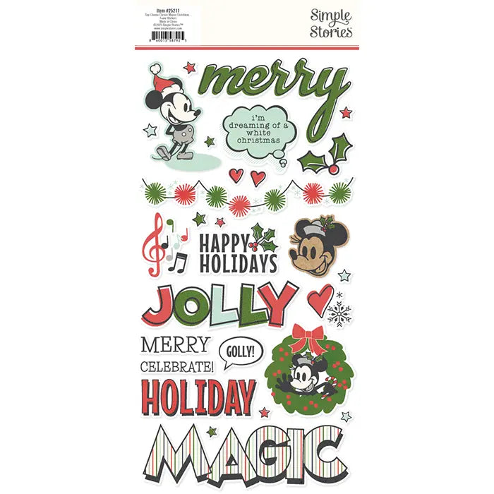 Say Cheese Classic Mouse Christmas Foam Stickers - Simple Stories