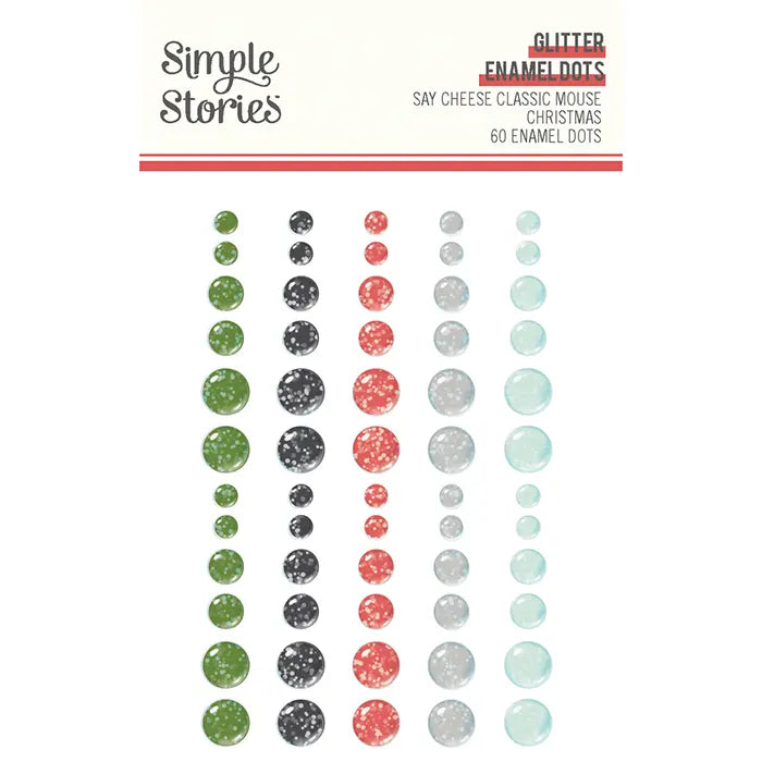 Say Cheese Classic Mouse Christmas Glitter Enamel Dots - Simple Stories
