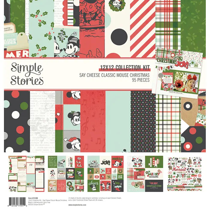 Say Cheese Classic Mouse Christmas Scrapbook Collection Kit, 12" x 12" - Simple Stories