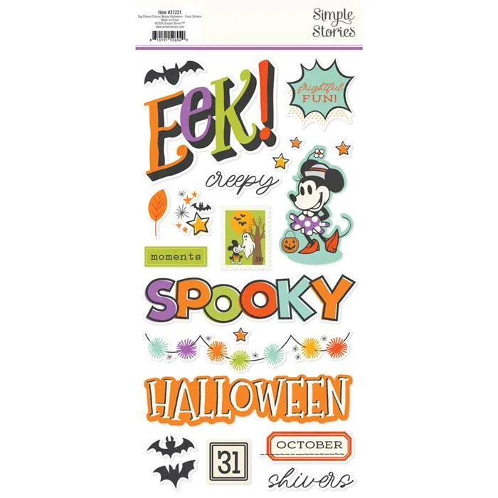 Say Cheese Classic Mouse Halloween Foam Stickers - Simple Stories