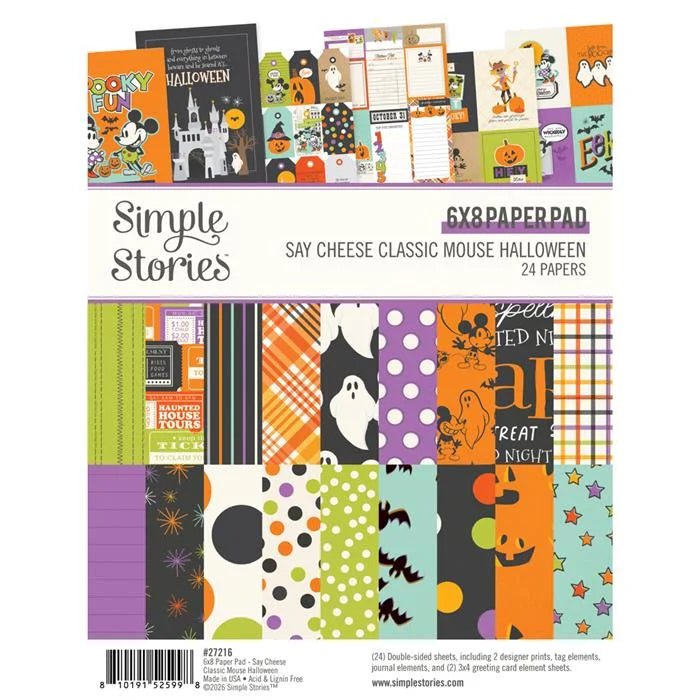 Say Cheese Classic Mouse Halloween Pad, 6" x 8" - Simple Stories