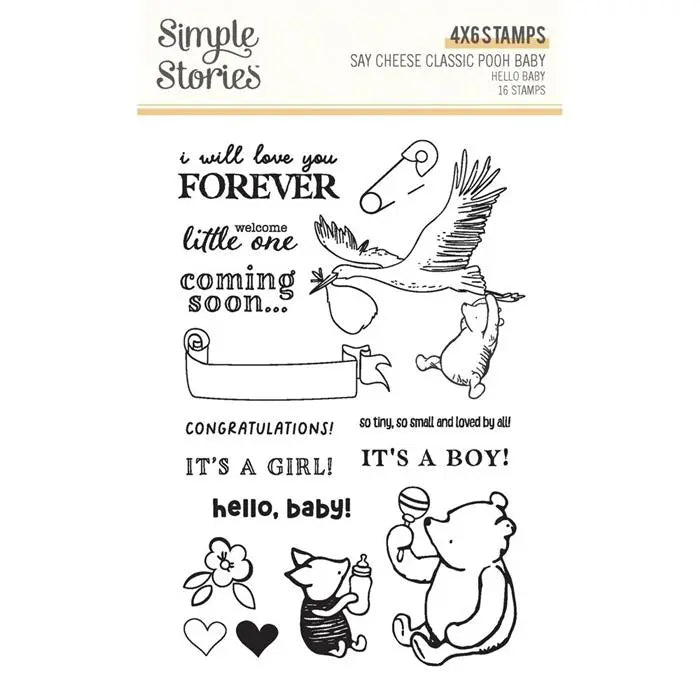 Say Cheese Classic Pooh Baby Hello Stamps - Simple Stories