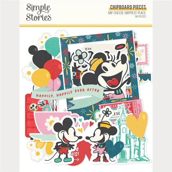 Say Cheese Happiest Place Chipboard Pieces - Simple Stories
