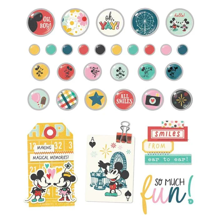 Say Cheese Happiest Place Decorative Brads - Simple Stories