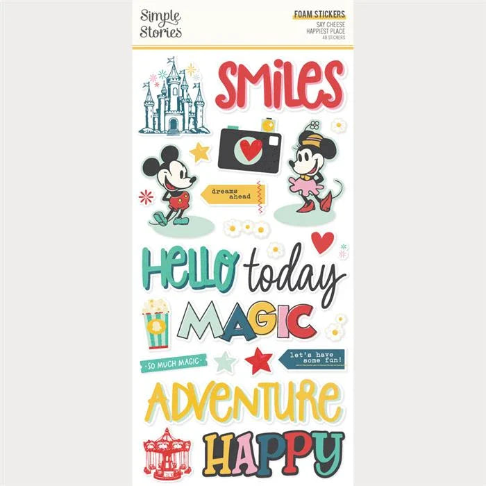 Say Cheese Happiest Place Foam Stickers - Simple Stories