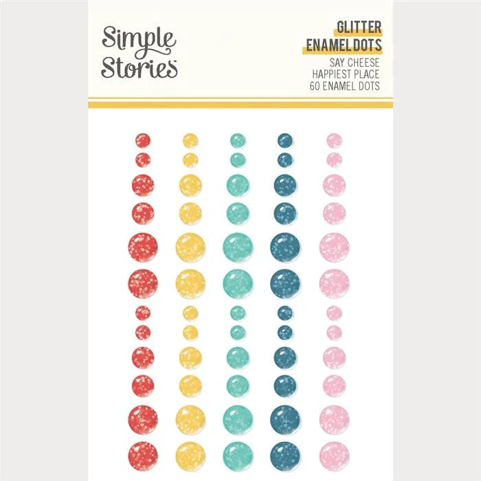 Say Cheese Happiest Place Glitter Enamel Dots - Simple Stories