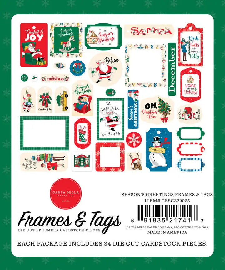 Season's Greetings Frames & Tags - Carta Bella