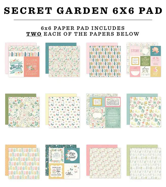Secret Garden 6" x 6" Paper Pad - Carta Bella