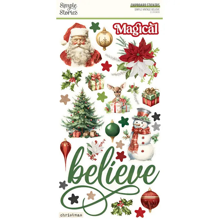 Simple Vintage Believe Chipboard Stickers - Simple Stories