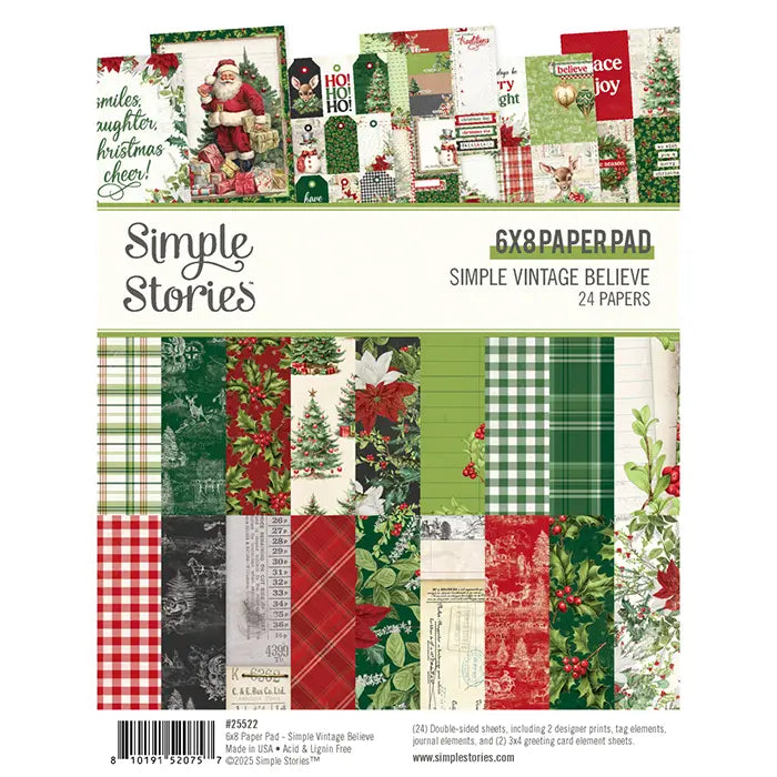 Simple Vintage Believe Paper Pad, 6" x 8" - Simple Stories