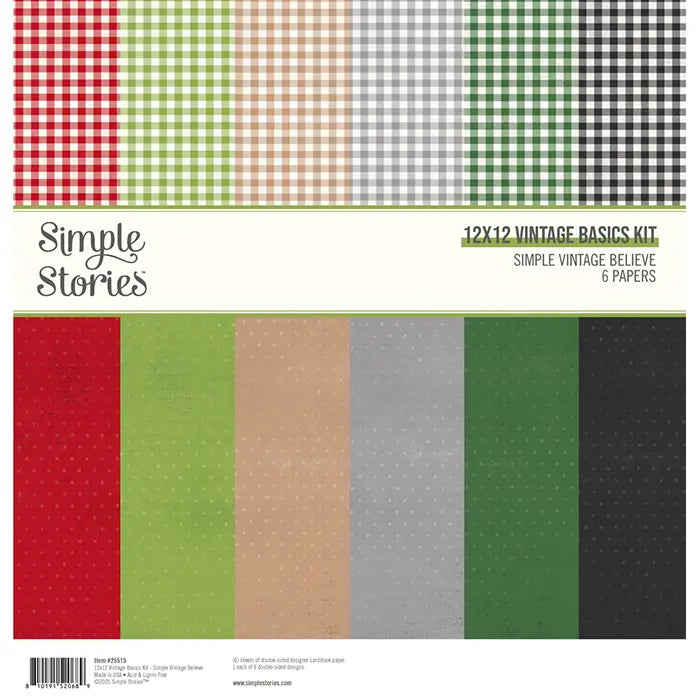 Simple Vintage Believe Vintage Basics Kit, 12" x 12" - Simple Stories