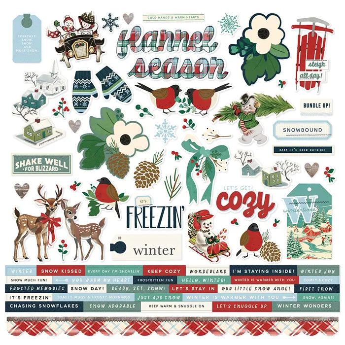 Simple Vintage Flannel Season Cardstock Stickers - Simple Stories
