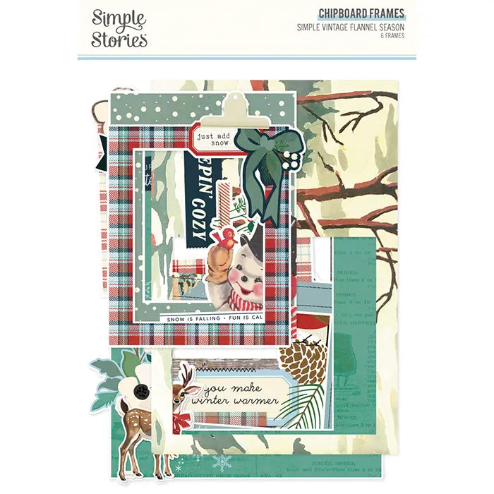 Simple Vintage Flannel Season Chipboard Frames - Simple Stories