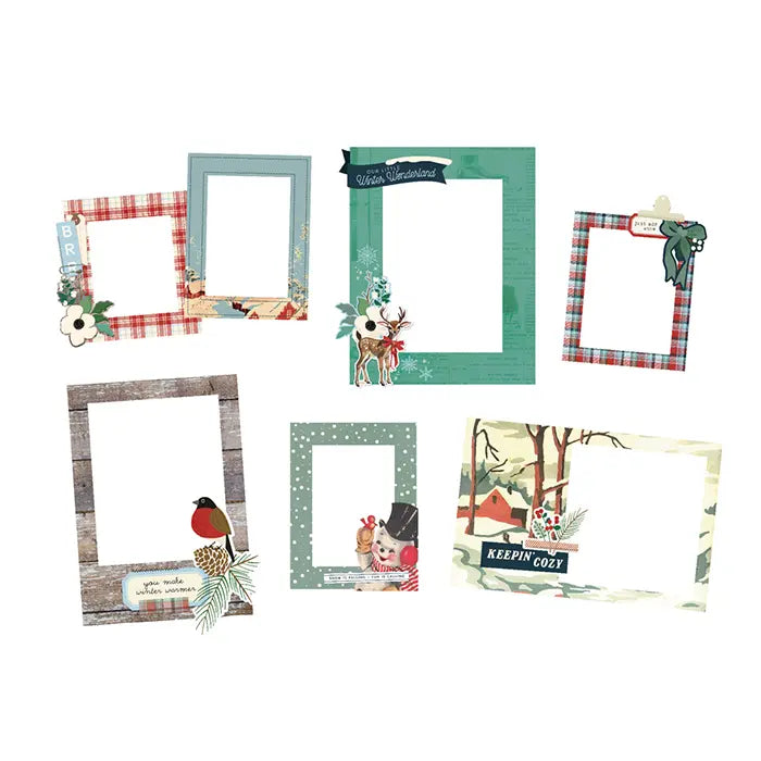 Simple Vintage Flannel Season Chipboard Frames - Simple Stories