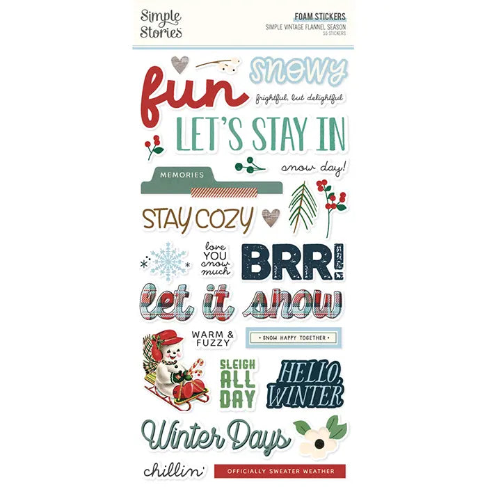 Simple Vintage Flannel Season Foam Stickers - Simple Stories