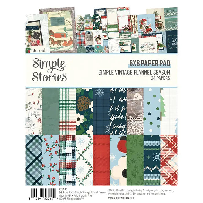 Simple Vintage Flannel Season Paper Pad, 6" x 8" - Simple Stories