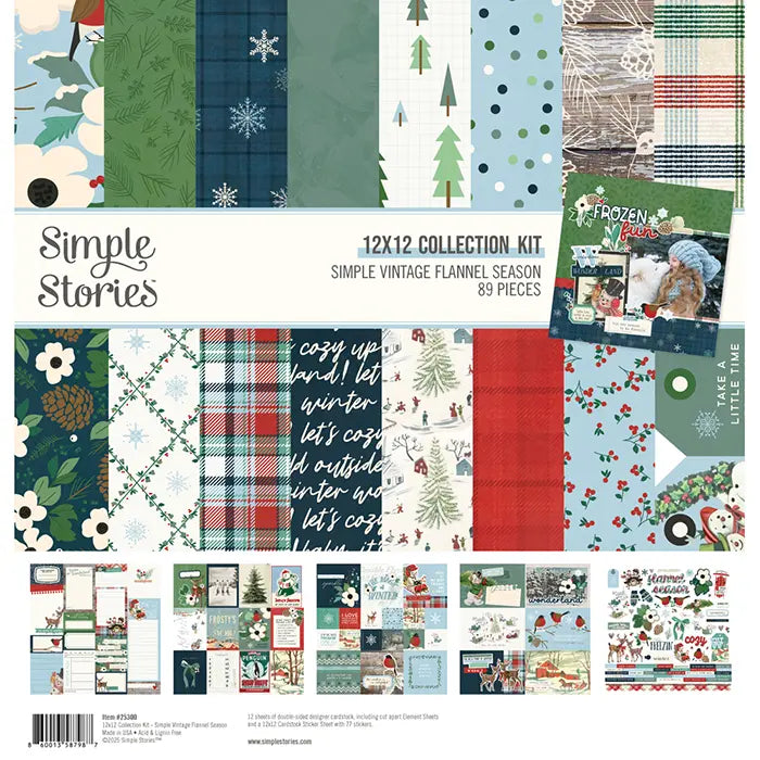 Simple Vintage Flannel Season Scrapbook Collection Kit, 12" x 12" - Simple Stories