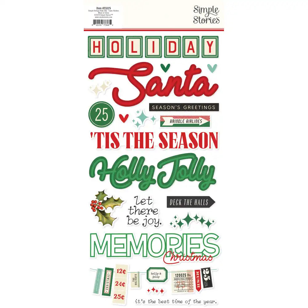 Simple Vintage Holly Jolly Foam Stickers - Simple Stories