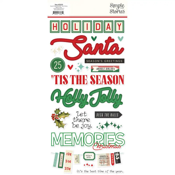 Simple Vintage Holly Jolly Foam Stickers - Simple Stories