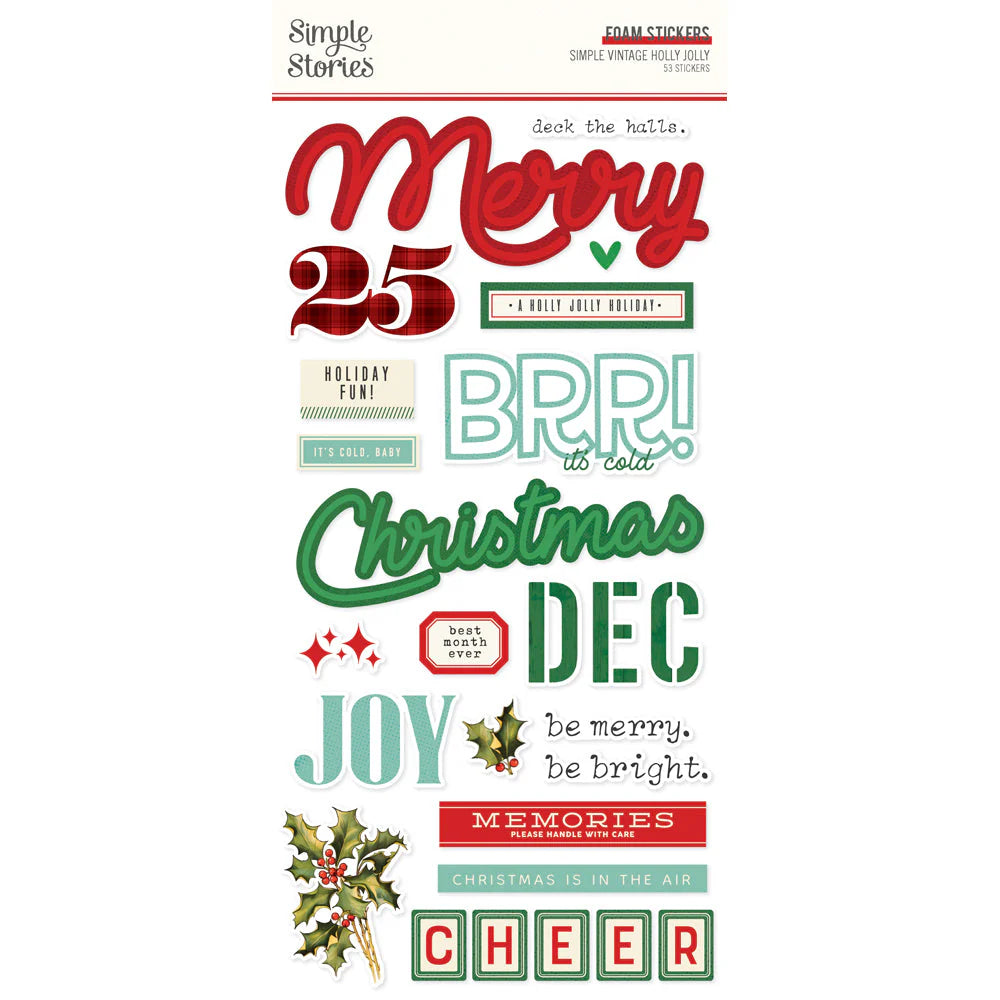 Simple Vintage Holly Jolly Foam Stickers - Simple Stories