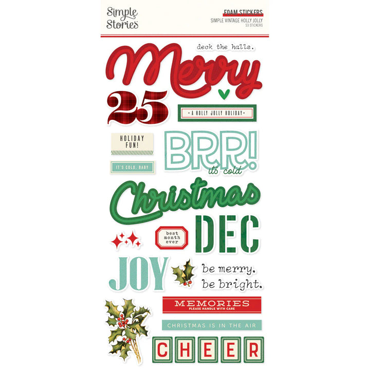Simple Vintage Holly Jolly Foam Stickers - Simple Stories
