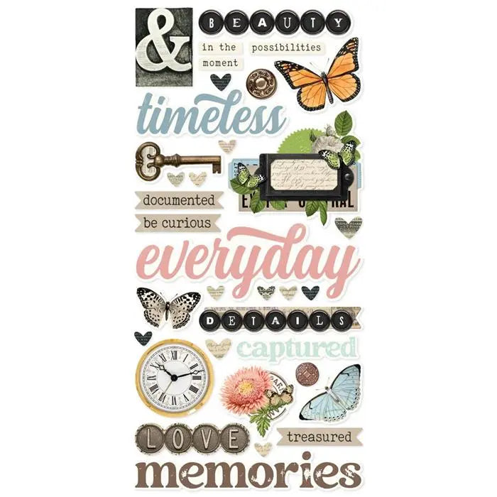 Simple Vintage Junk Drawer Foam Stickers - Simple Stories
