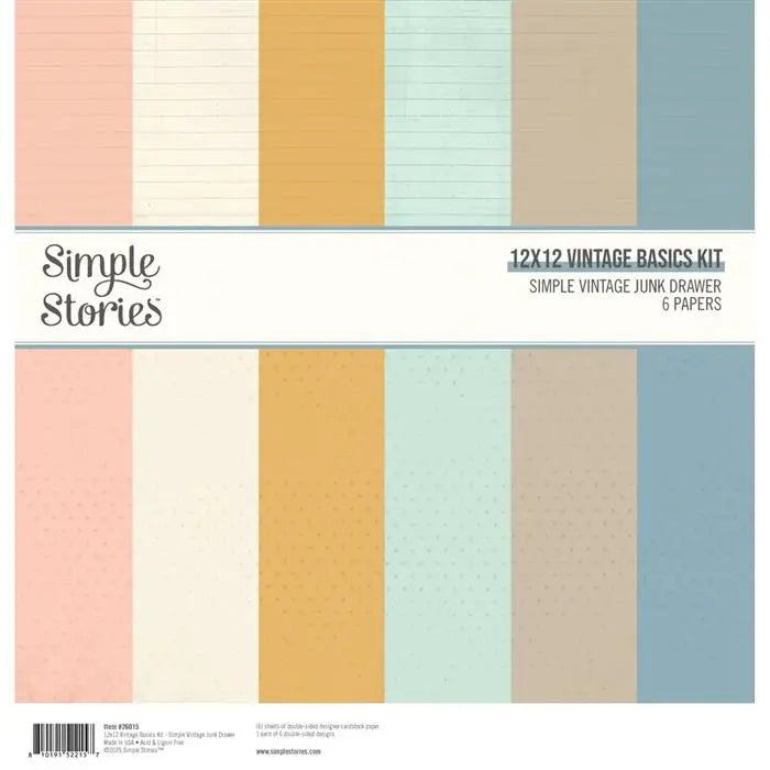 Simple Vintage Junk Drawer Vintage Basics Kit, 12" x 12" - Simple Stories