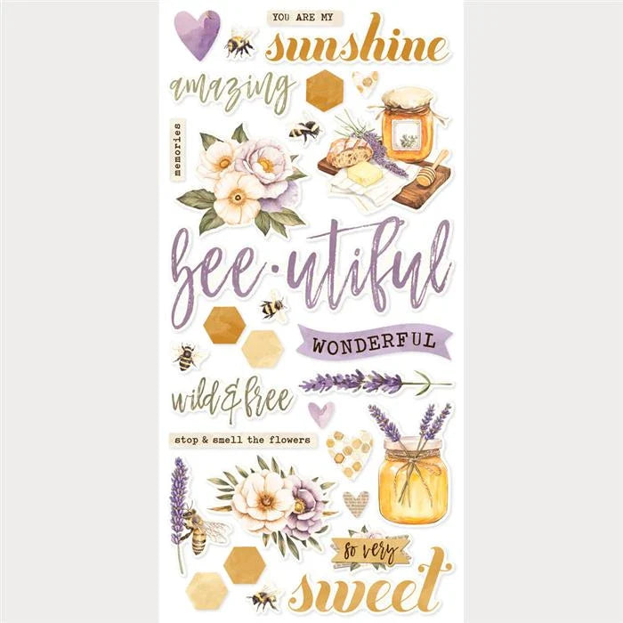 Simple Vintage Lavender Fields Foam Stickers - Simple Stories