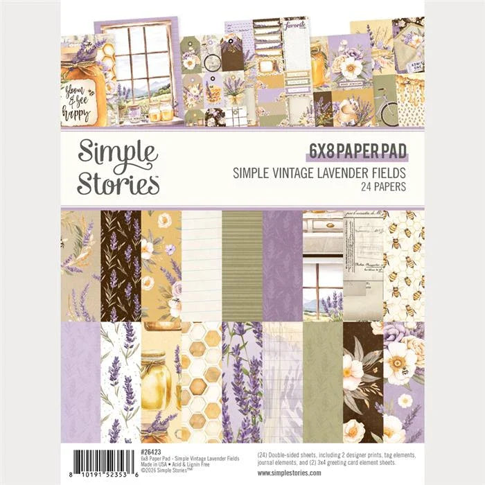 Simple Vintage Lavender Fields Paper Pad, 6" x 8" - Simple Stories